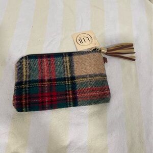 LIB New York NWT tartan plaid wristlet